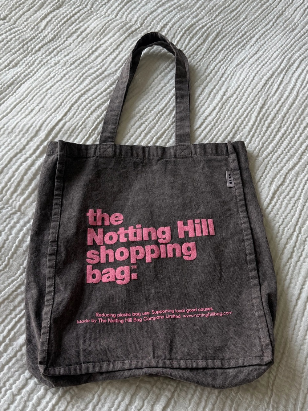The Notting Hill Shopping Bag Gray & Pink Canvas Tote | NEVER USED